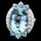 14k Gold 11.85ct Aquamarine .75ct Diamond Ring