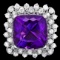 14k Gold 8.00ct Amethyst 1.00ct Diamond Ring