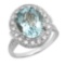 14K Gold 3.99ct Aquamarine 0.55ct Diamond Ring