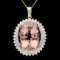 14k Gold 41ct Morganite 3.4ct Diamond Pendant