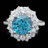 14k White Gold 5.50ct Zircon 1.60ct Diamond Ring