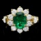 14k Gold 1.50ct Emerald 1.25ct Diamond Ring