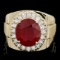 14k Gold 8.00ct Ruby 0.70ct Diamond Mens Ring