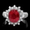 14k White Gold 4.50ct Ruby 1.50ct Diamond Ring