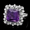 14k Gold 4.70ct Amethyst 0.65ct Diamond Ring