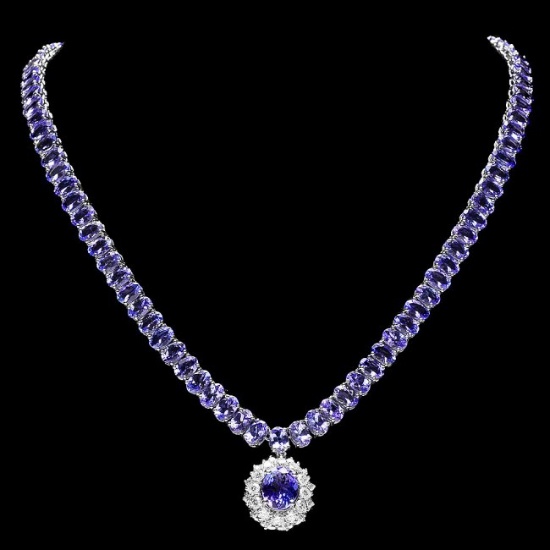 14k 45.25ct Tanzanite 1.35ct Diamond Necklace