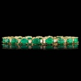 14k Gold 14.00ct Emerald 1.00ct Diamond Bracelet