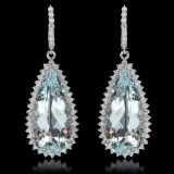 14K Gold 40.02ct Aquamarine & 2.41ct Diamond Earrings