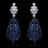 14K Gold 6.78ct Sapphire 0.68ct Diamond Earrings