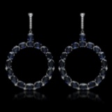 14K Gold 30.46ct Sapphire 0.52ct Diamond Earrings