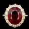 14k Yellow Gold 12.00ct Ruby 1.45ct Diamond Ring