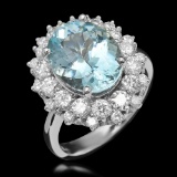 14K Gold 5.02ct Aquamarine & 1.76ct Diamond Ring