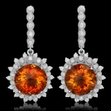 14K Gold 12.71ct Citrine 2.08ct Diamond Earrings