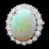 14k White Gold 9.00ct Opal 2.50ct Diamond Ring