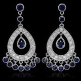 14K Gold 3.01ct Sapphire 1.42ct Diamond Earrings