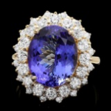 14k Yellow Gold 8ct Tanzanite 1.90ct Diamond Ring