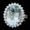14k Gold 12.00ct Aquamarine 1.4ct Diamond Ring
