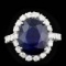 14k Gold 8.00ct Sapphire 1.25ct Diamond Ring