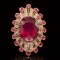 14k Gold 19.23ct Ruby 1.10ct Diamond Ring