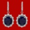 14k Gold 18.89ct Sapphire 3.12ct Diamond Earrings