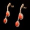 14K Gold 4.59ct Coral 2.80ct Diamond Earrings