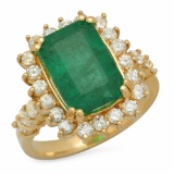 14K Gold 4.20ct Emerald 1.00ct Diamond Ring