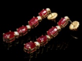 14k Gold 8.00ct Ruby 0.30ct Diamond Earrings