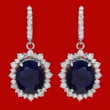 14k Gold 18.89ct Sapphire 3.12ct Diamond Earrings