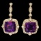 14k Gold 23ct Amethyst 1.6ct Diamond Earrings