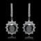 14K White Gold, 8.00cts Black Diamond & 9.65cts Diamond Earrings