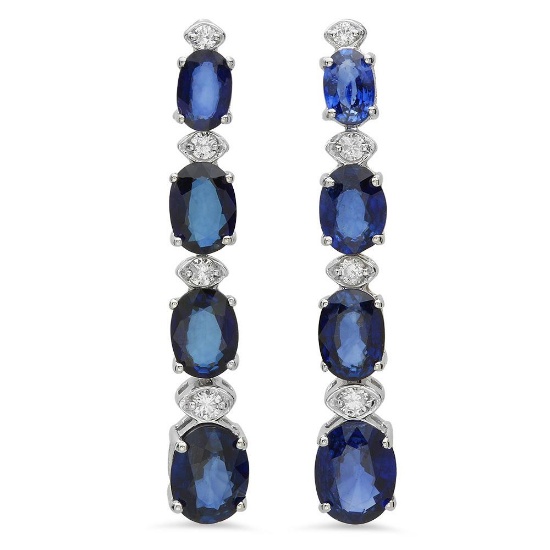 14K Gold 7.41ct Sapphire 0.31ct Diamond Earrings