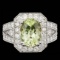 14k White Gold 3.25ct Beryl 1.30ct Diamond Ring