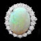 14k White Gold 9.00ct Opal 2.50ct Diamond Ring
