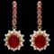 14k Gold 7.5ct Ruby 1.30ct Diamond Earrings