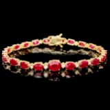 14k Gold 16.00ct Ruby 0.80ct Diamond Bracelet