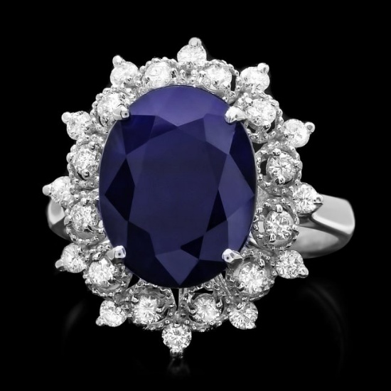 14k Gold 6.00ct Sapphire 0.55ct Diamond Ring