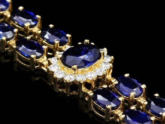 14k Gold 22ct Sapphire 1.50ct Diamond Bracelet