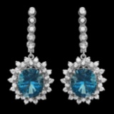 14k Gold 11.50ct Topaz 2.00ct Diamond Earrings