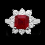 14k White Gold 3.40ct Ruby 1.25ct Diamond Ring