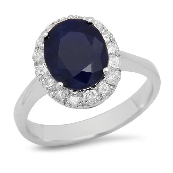 14K Gold 3.53ct Sapphire 0.60cts Diamond Ring