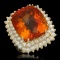 14K Gold 27.43ct Citrine 2.92ct Diamond Ring