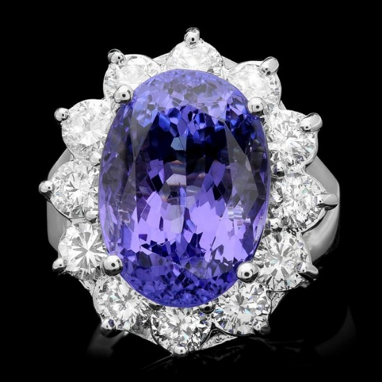 14k Gold 11.50ct Tanzanite 2.10ct Diamond Ring