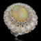 14K Gold 7.12ct Opal 0.48ct Sapphire 2.20ct Diamond Ring