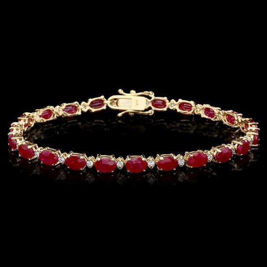 14k Yellow Gold 12ct Ruby 0.55ct Diamond Bracelet