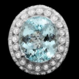 14k Gold 17.50ct Aquamarine 1.90ct Diamond Ring