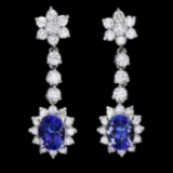 14k Gold 3ct Tanzanite 2.30ct Diamond Earrings