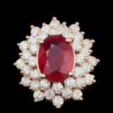 14k Rose Gold 3.50ct Ruby 2.45ct Diamond Ring