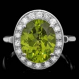 14k White Gold 5.00ct Peridot 0.70ct Diamond Ring