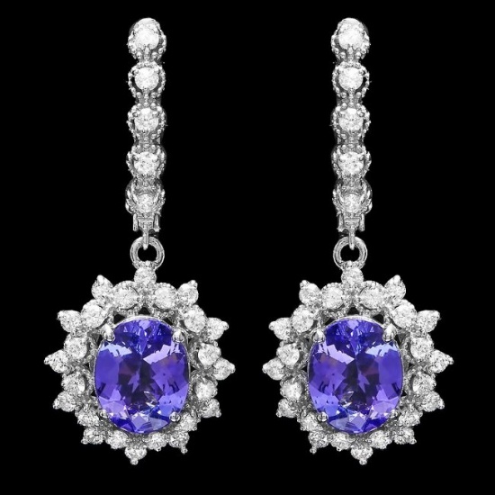 14k Gold 4.50ct Tanzanite 1.70ct Diamond Earrings