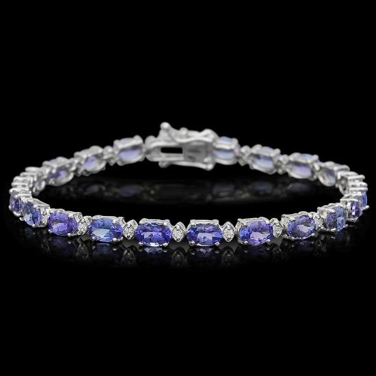 14K Gold 9.34ct Tanzanite 0.40ct Diamond Bracelet